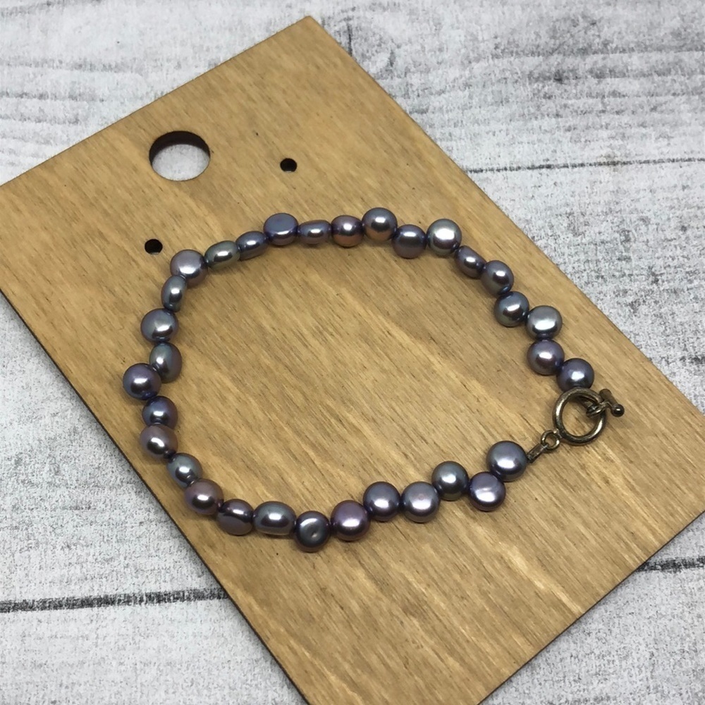 Artisan button potato peacock pearls bracelet sterling silver clasp coastal boho